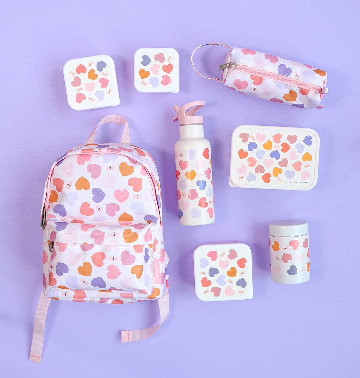 Lot de 4 boîtes repas et goûter - Cœurs – vue 3 – A Little Lovely Company