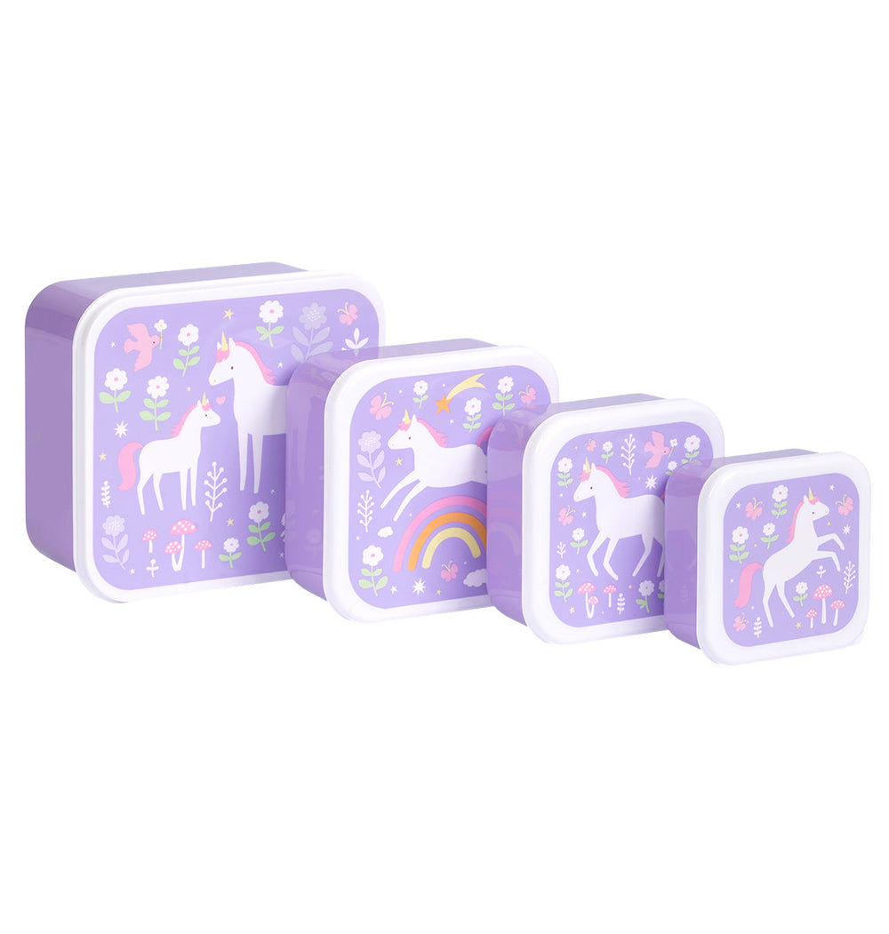 Lot de 4 boîtes repas et goûter - Unicorn Dreams