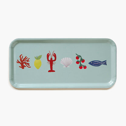 'Seaside Lunch' Rectangular Serving Tray - 32x15 cm - Seafoam