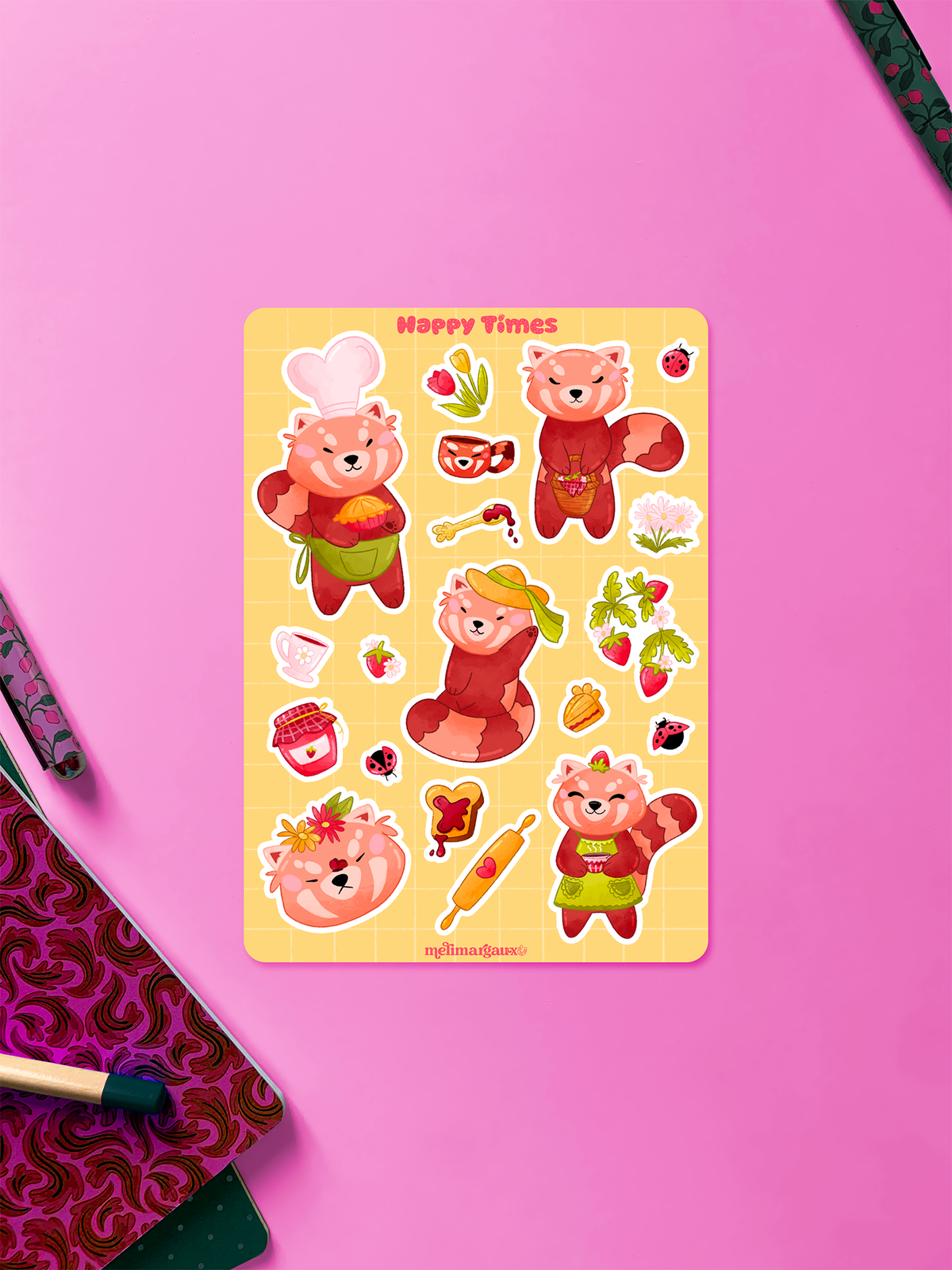 Pam der Rote Panda, Happy Times | Stickerbogen