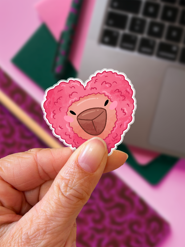 Carlos le capybara, chapeau coeur | Sticker — vue 2