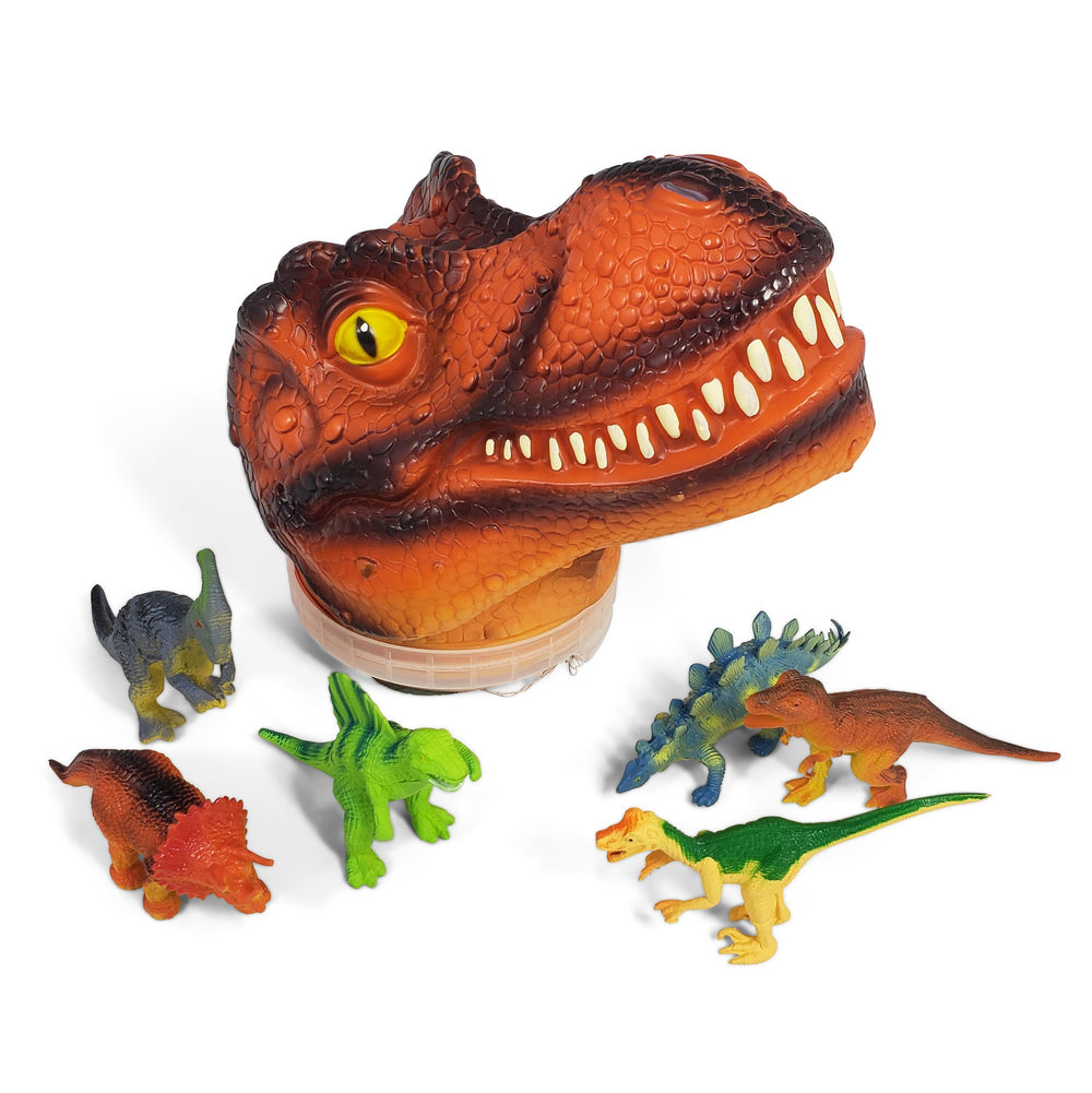 Tête de T-Rex avec 6 Figurines – Grand Format