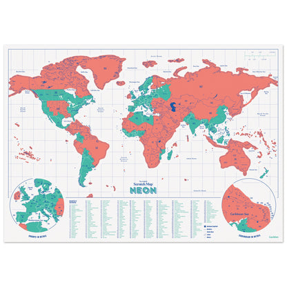 Neon Scratch Map | Coral
