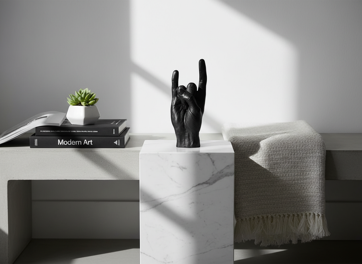 Escultura de mão você rock - preto