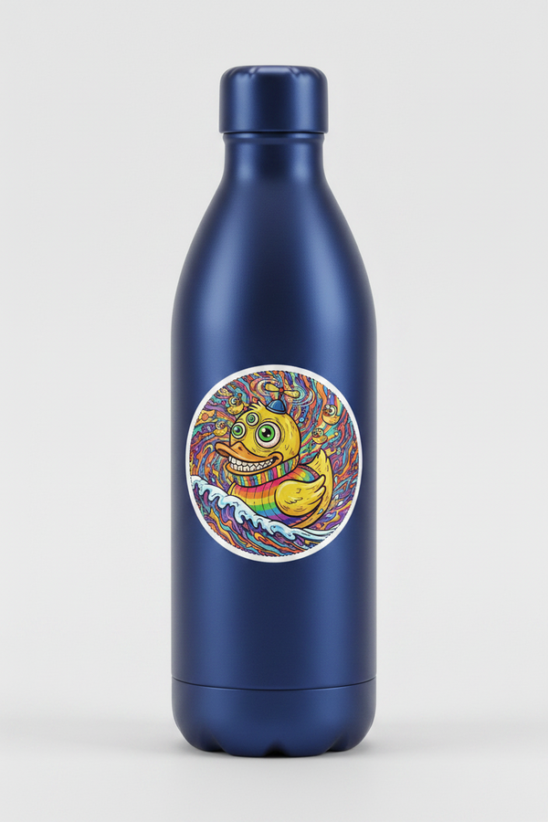 Psychedelic Duck Round Sticker