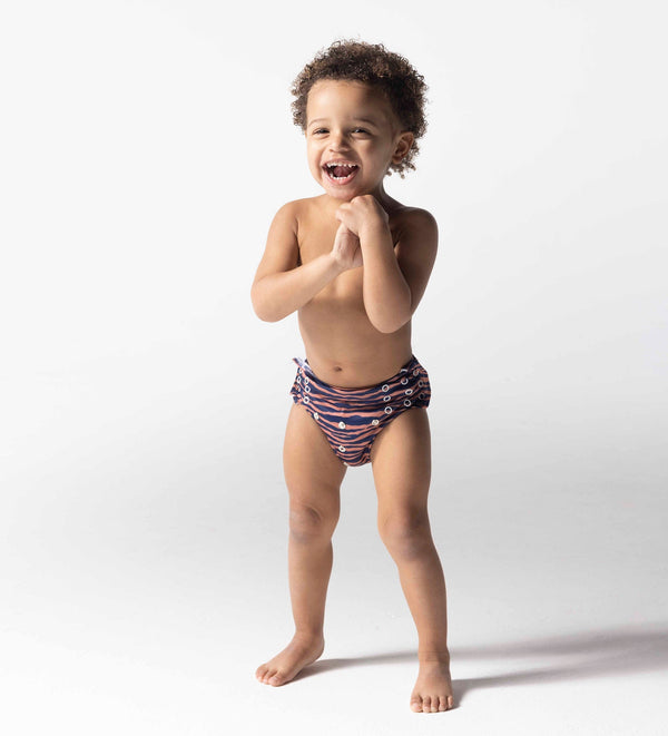 Swim Diaper - Blue/Orange - Vibrant Stripes