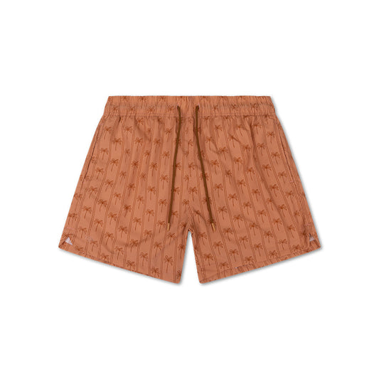 Swim Shorts - Brown - Palm Stripe - Adult