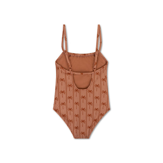 Swimsuit Girls - Brown - Palm Stripe