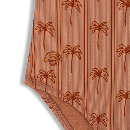 Swimsuit Girls - Brown - Palm Stripe