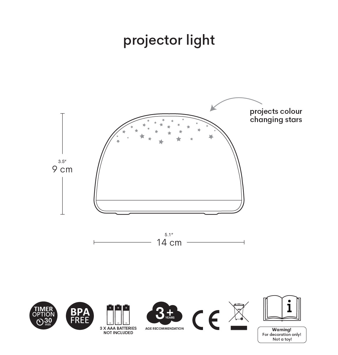 Veilleuse projecteur - Arcs-en-ciel – vue 8 – A Little Lovely Company