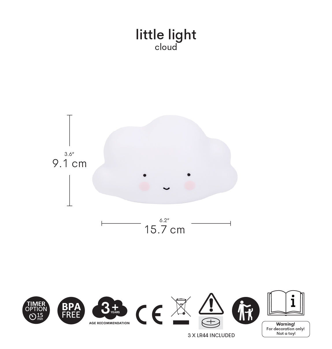 Petite veilleuse Nuage – vue 4 – A Little Lovely Company