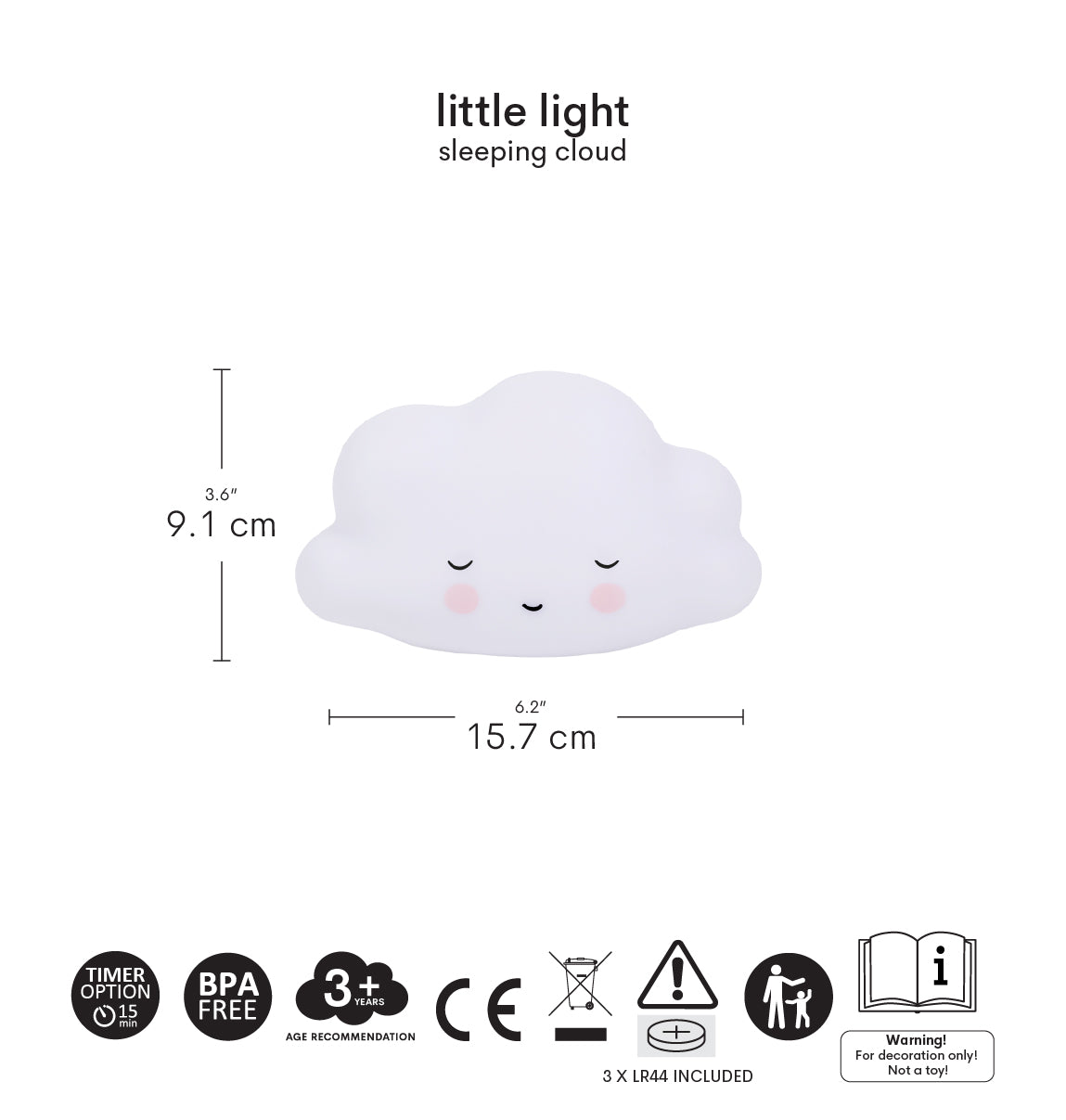 Petite veilleuse Nuage Endormie – vue 5 – A Little Lovely Company