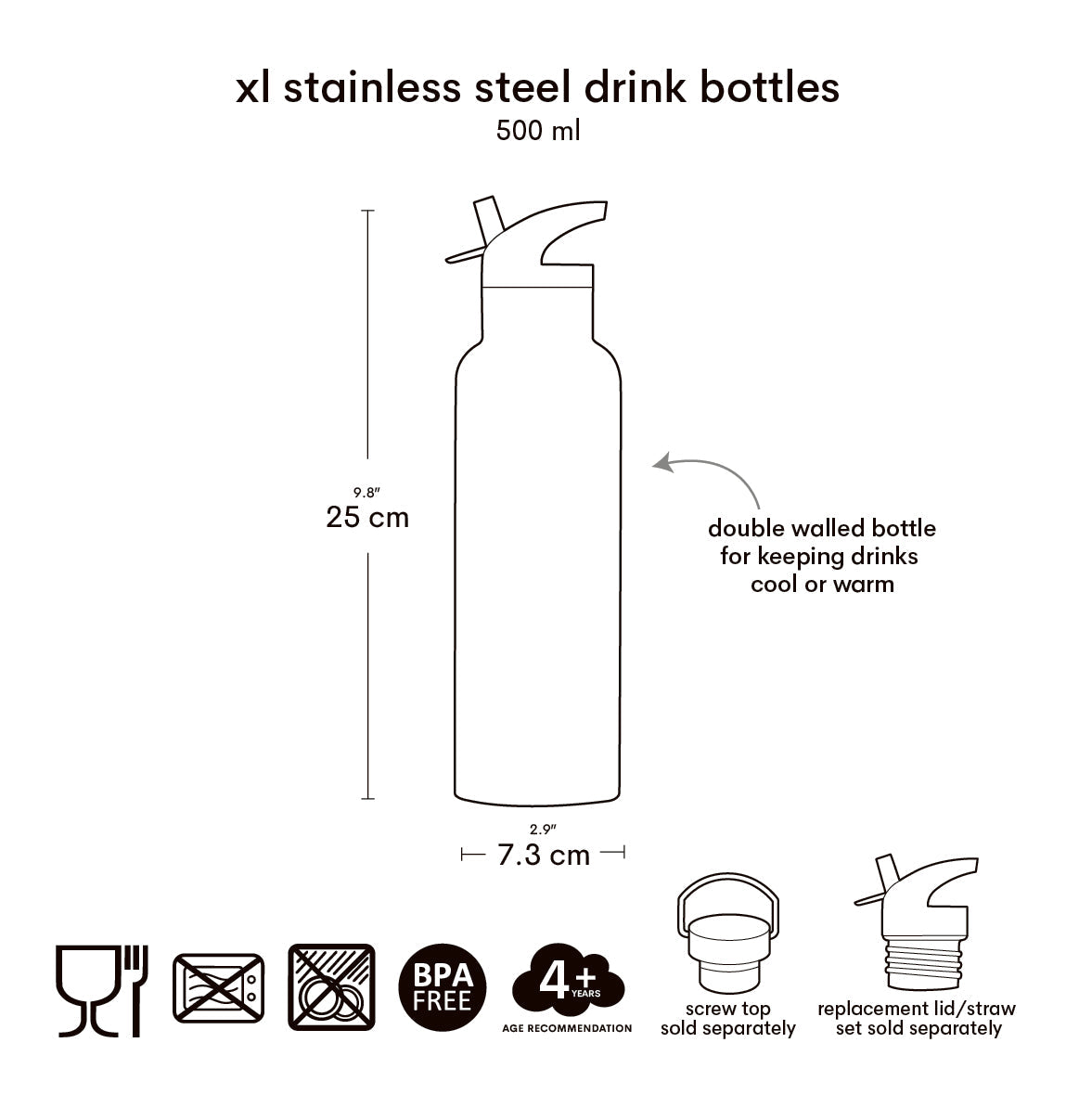 Gourde XL en inox - Dinosaures – vue 7 – A Little Lovely Company