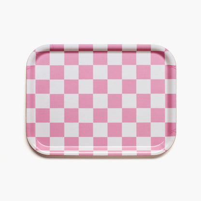 Rasberry / Cream CHECKER Rectangular Serving Tray - 27x20 cm