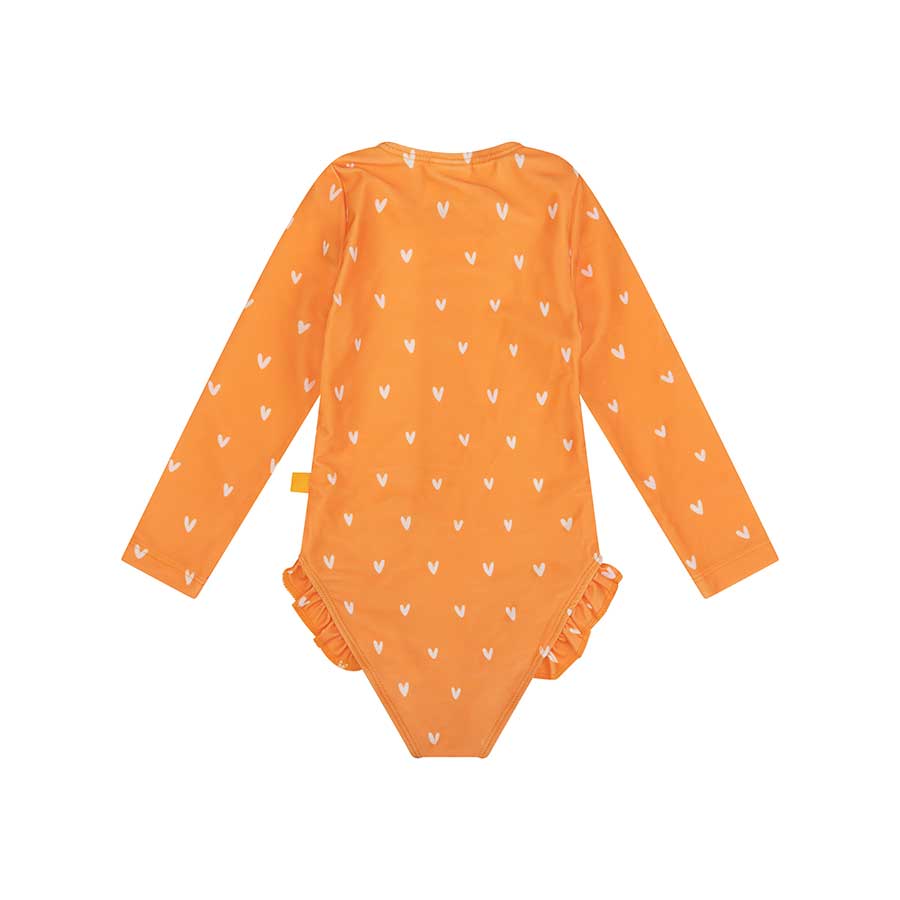 UV Swimsuit Girls With Sleeves - Orange - Orange Kiss'