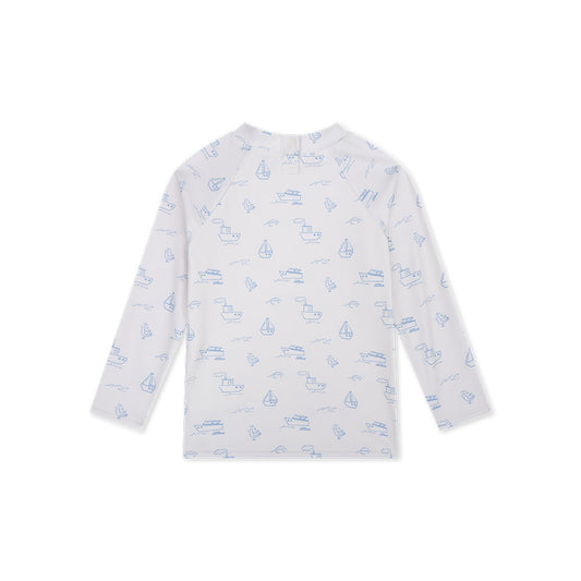 UV Swimming T-Shirt Long Sleeves - Beige/Blue - Seas The Day
