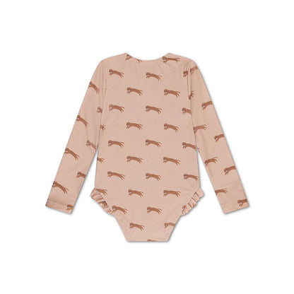 UV Swimsuit Girls With Sleeves - Brown - Roamer