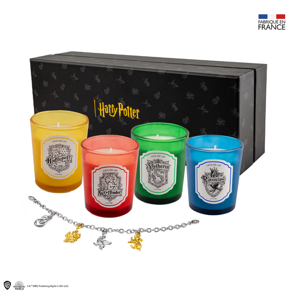 Set de 4 Bougies Parfumées Poudlard avec Bracelet à Charms