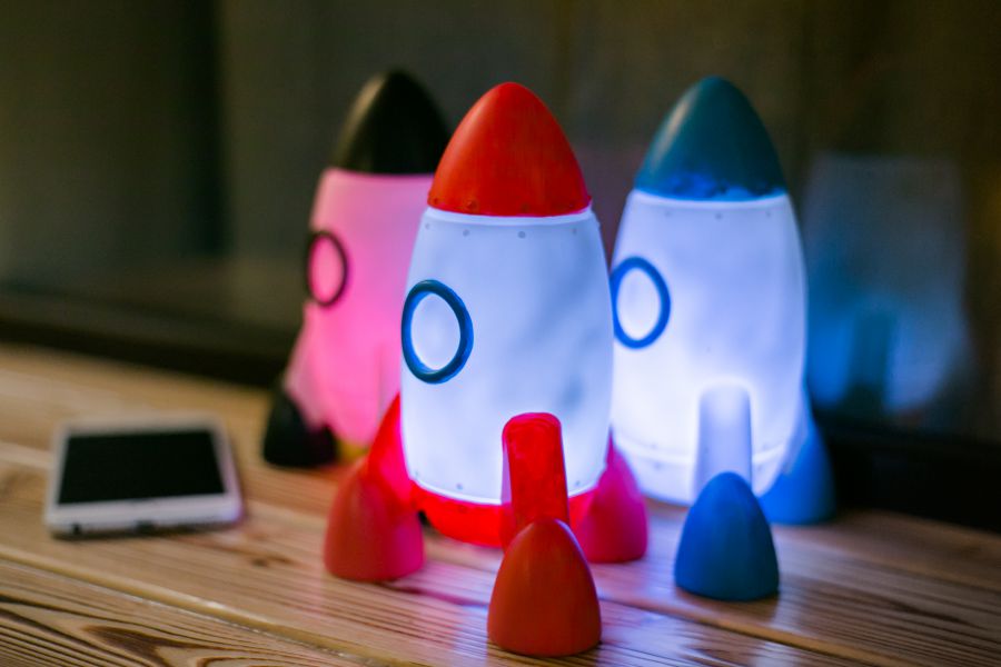 Black rocket night light