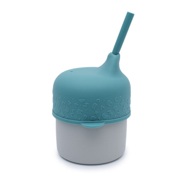 Coperchio blu anatra e mini cannuccia 