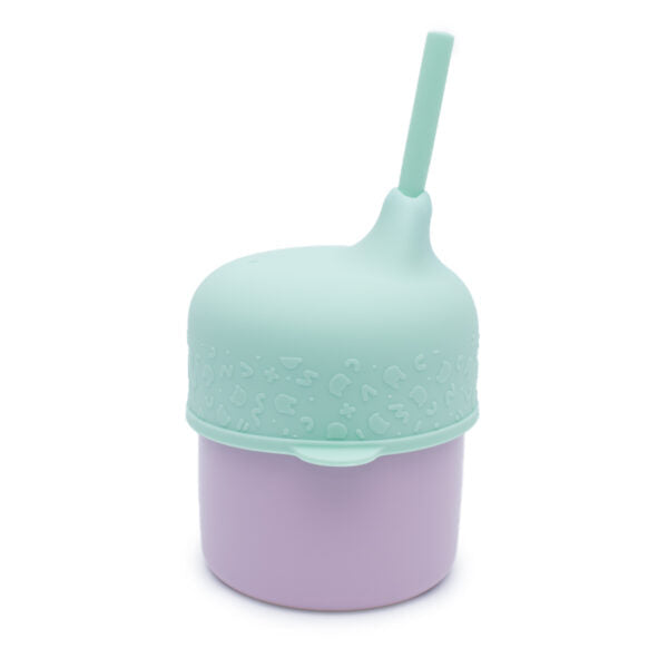 Coperchio verde menta e mini cannuccia 