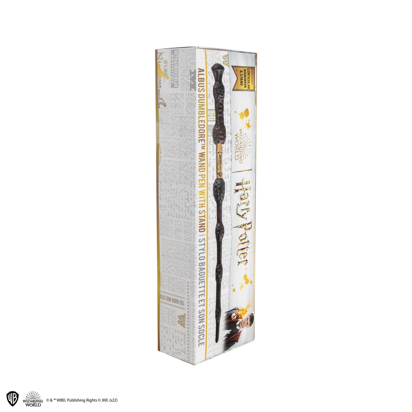 Stylo baguette avec socle & marque-page lenticulaire Albus Dumbledore