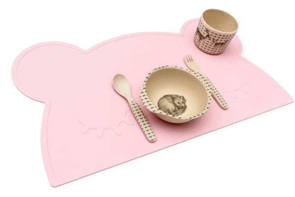 Juego de mesa de silicona rosa en polvo