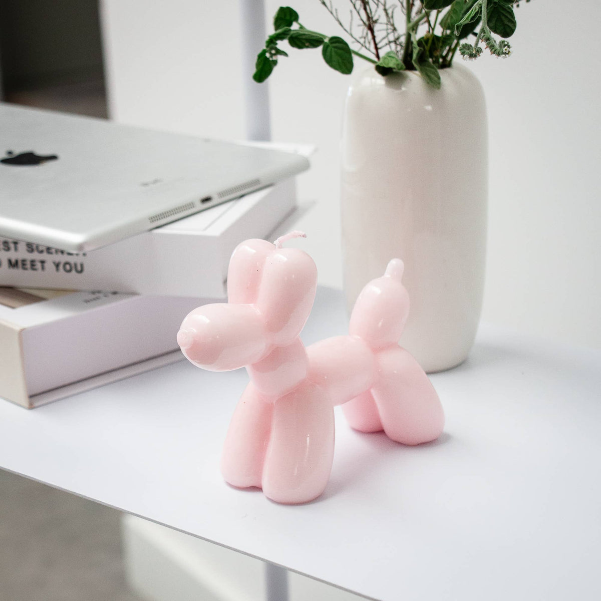 Roze ballonhond kaars