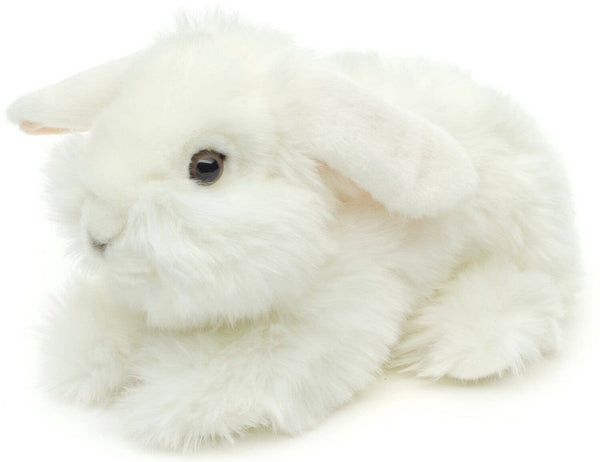 Peluche lapin tête de lion blanc couché Uni Toys