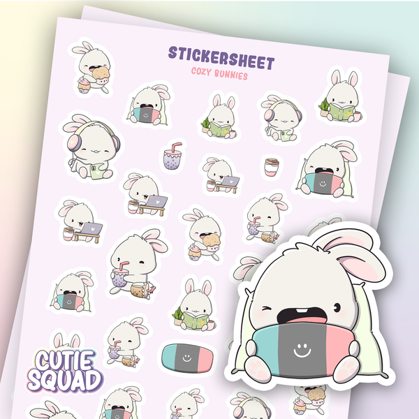 Planches d'autocollants Lapin Cozy