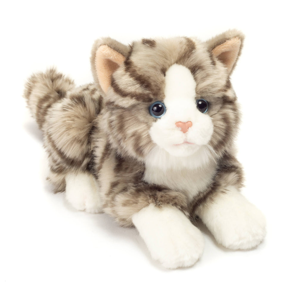 Liegende graue Katze Plüschtier – 20 cm