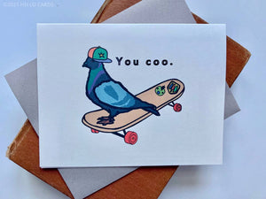 Carte de Vœux Pigeon « You Coo. »