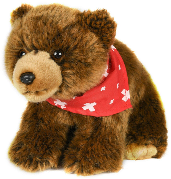 Ours brun avec écharpe, debout - peluche Uni Toys