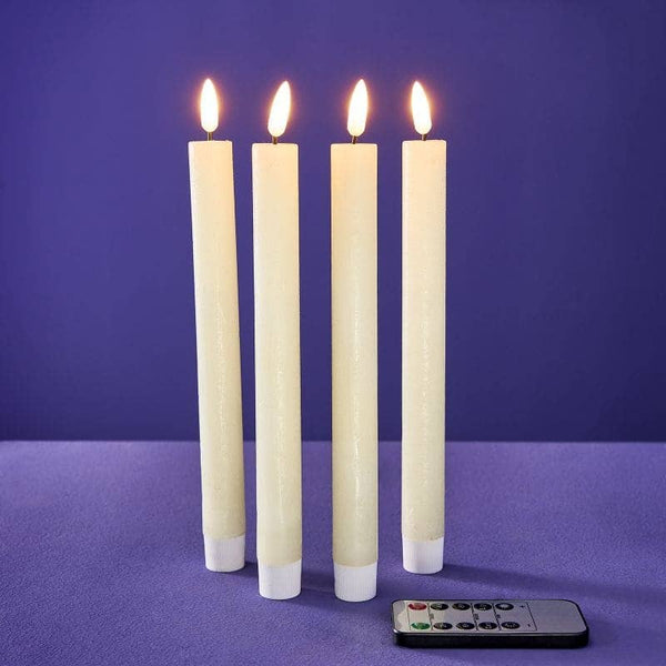 Vela LED Stick S/4, Crema, H.24,5 cm con control remoto