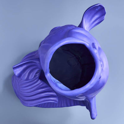 Blubb sculptuur/vaas, matblauw steengoed, 35 x 30 x 44 cm