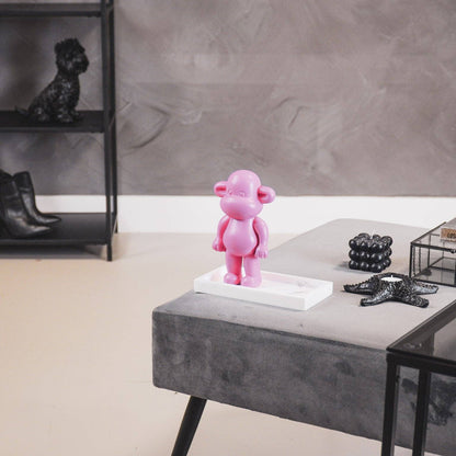Ornament - Monkey Figurine 'The Legend' - Resin - Pink - 11x7x19cm