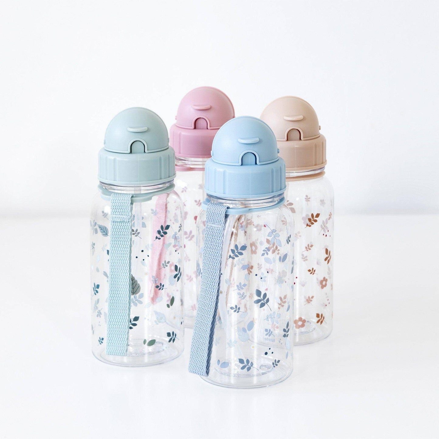 Plastic Bottle with Pink Leaves and Flowers