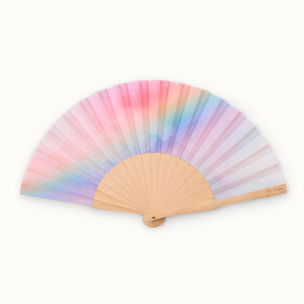 Éventail Licorne Arc-en-ciel