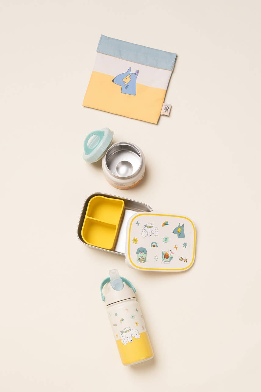 Botella de agua aislada de acero inoxidable para niños con divertido diseño de perro