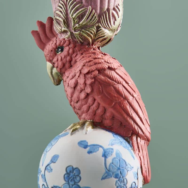 Bird on Elephant Candle Holder, Pink Resin, 13 x 9 x 30.5 cm