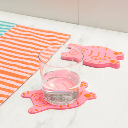 Lot de 4 Sous Verres Tigre Rose Helio Ferretti Vue 2
