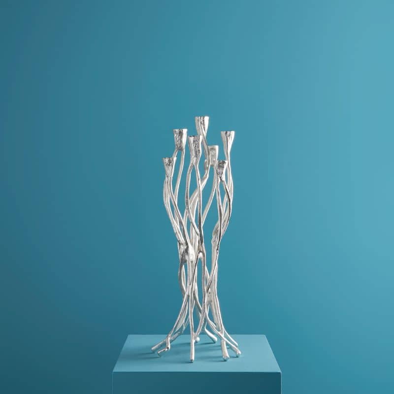 Chandelier Roots Argent, Aluminium, 25 x 22 x 63,5 cm