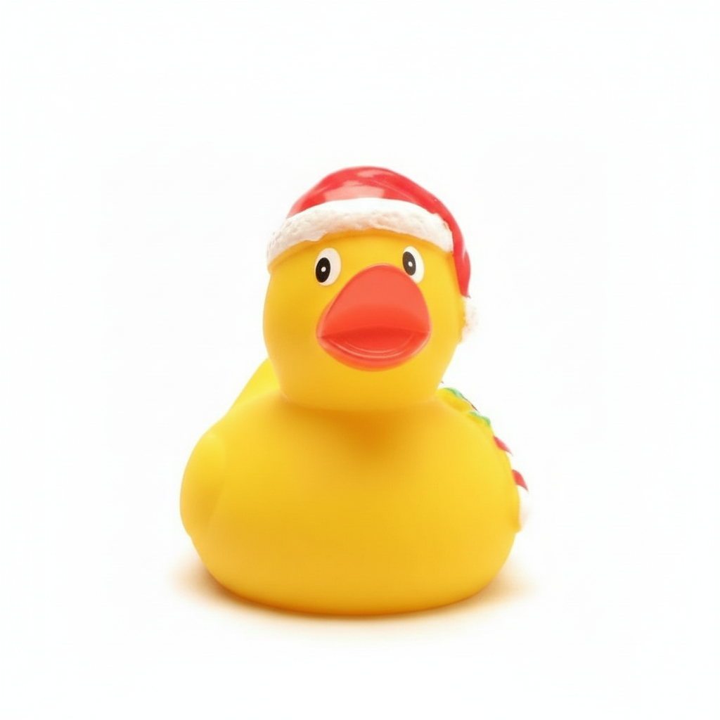 Patito de goma de Papá Noel con bastón de caramelo - pato de goma