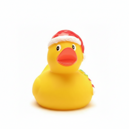 Patito de goma de Papá Noel con bastón de caramelo - pato de goma