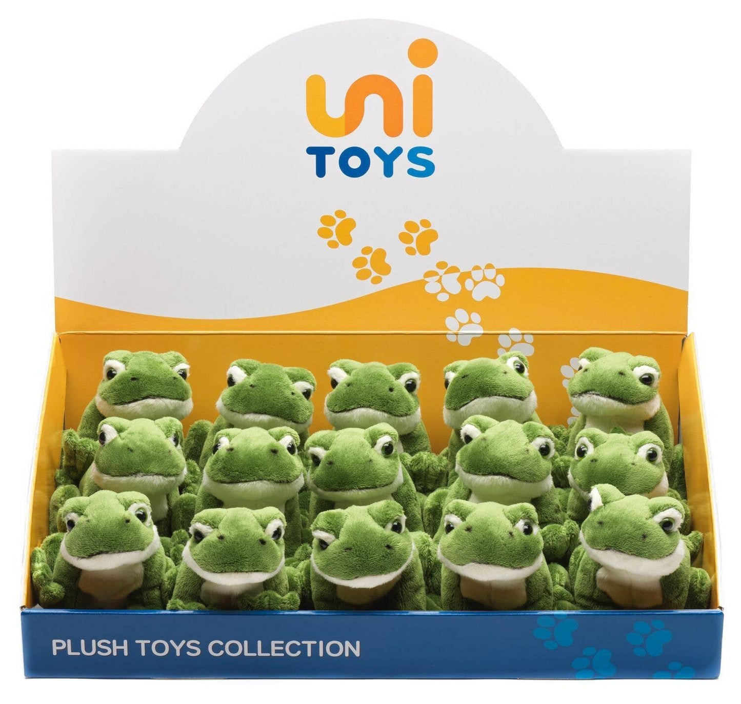 Rana verde de peluche, sentada - peluche/juguete de peluche