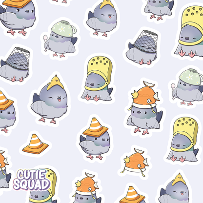 Pigeon sticker sheets with hats