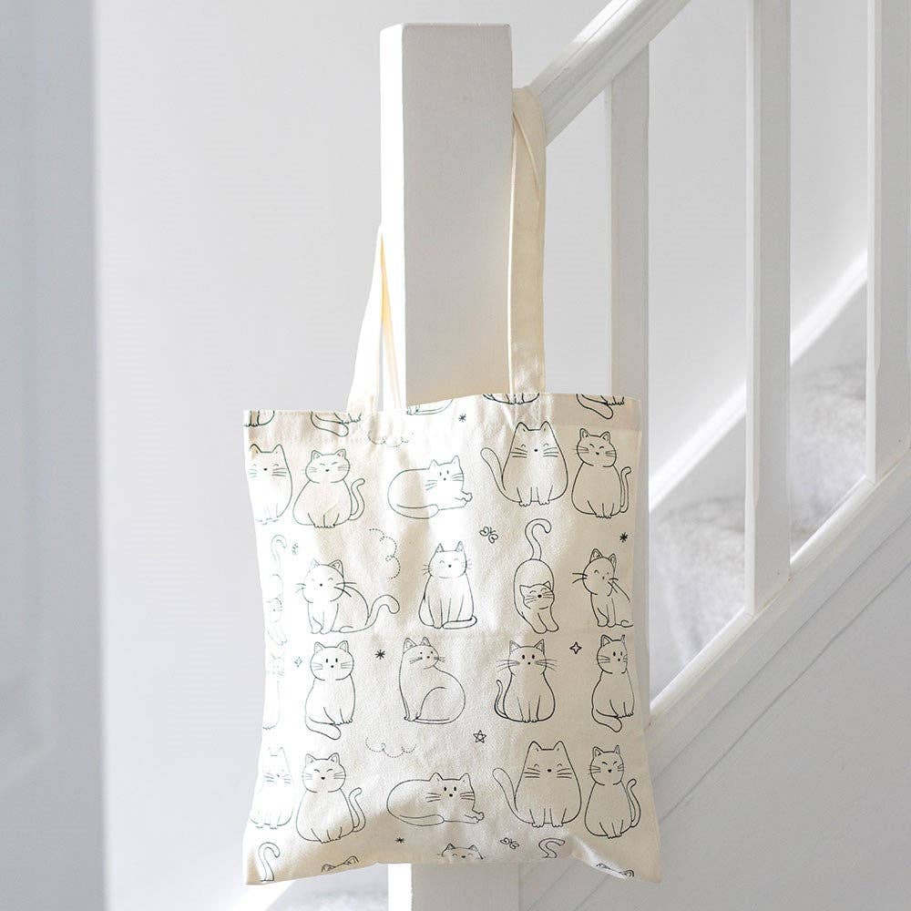 Tote bag imprimé Chats blancs