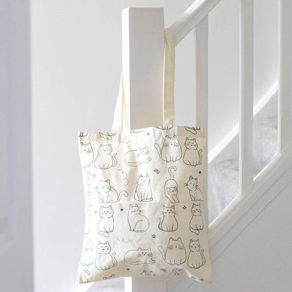 Tote bag imprimé Chats blancs