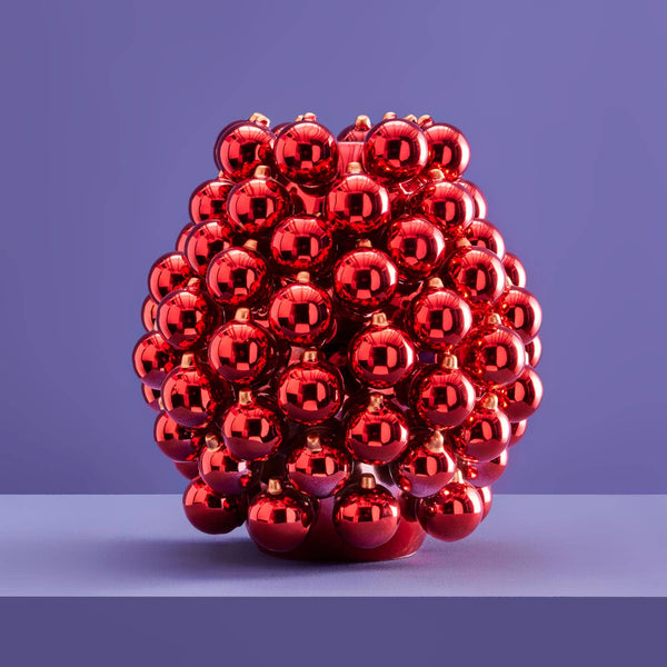 Jarrón de bolas navideñas, rojo