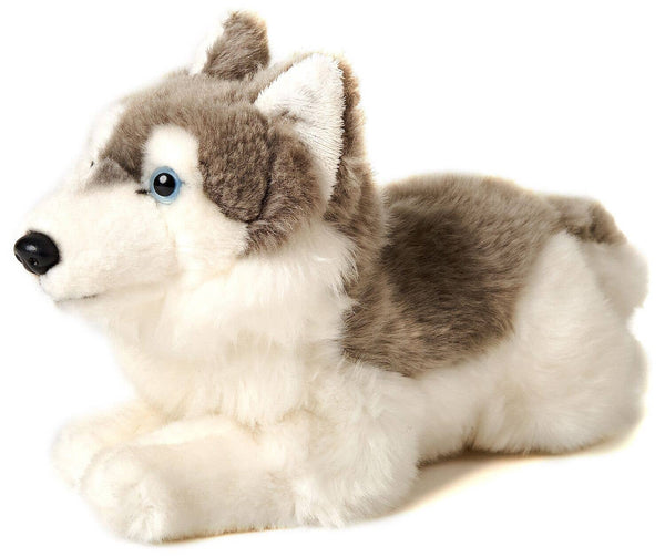 Peluche Husky gris, couché Uni Toys
